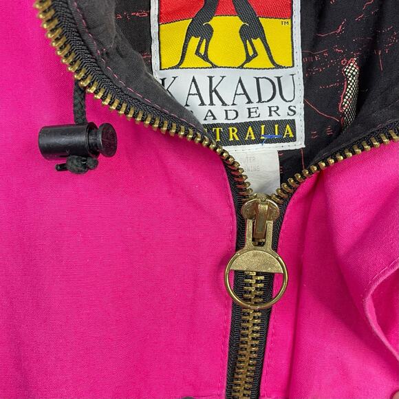 Vintage 80s Kakadu Traders Pink Outback Utility Workwear Distressed Jacket M - Picture 4 of 14